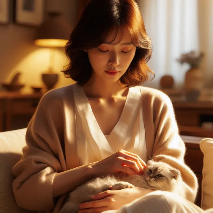 고양이 림프종 수명 걱정하는 보호자 모습