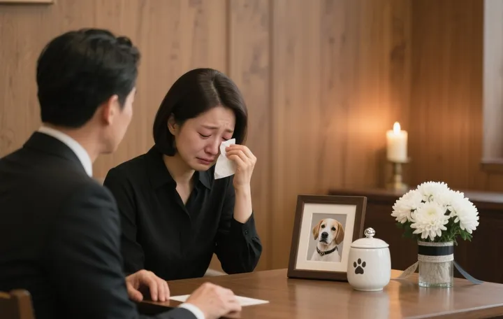 청주반려견장례식장 상담받는 모습