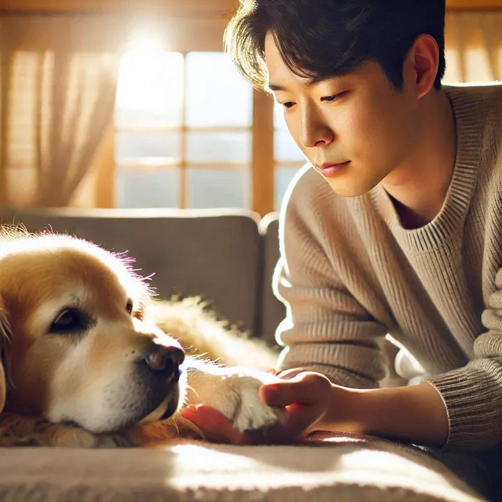 강아지 림프종 말기 걱정하는 보호자 모습