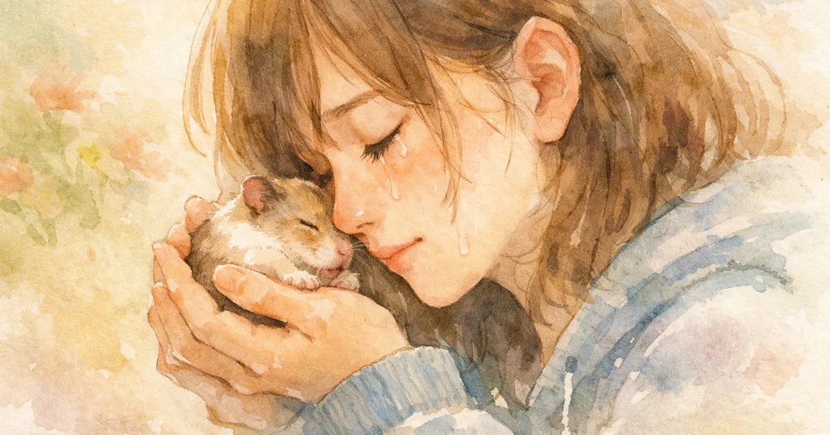 햄스터 화장 준비하며 슬퍼하는 보호자의 모습