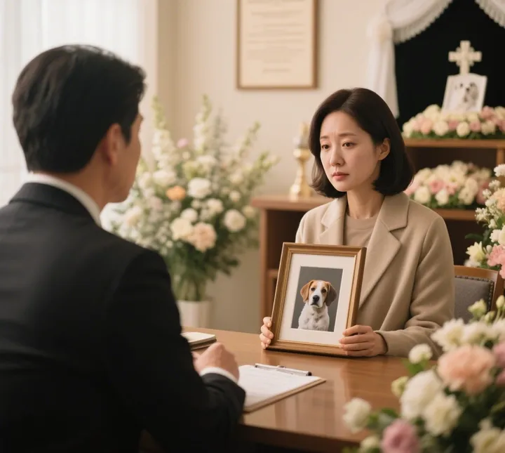 전주동물장례식장 내부에서 상담하는 모습