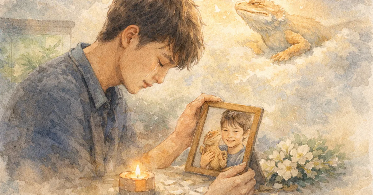 키우던 도마뱀이 죽어 슬퍼하는 보호자의 모습