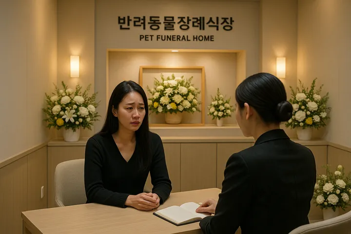파주 강아지 화장터 상담 받는 모습