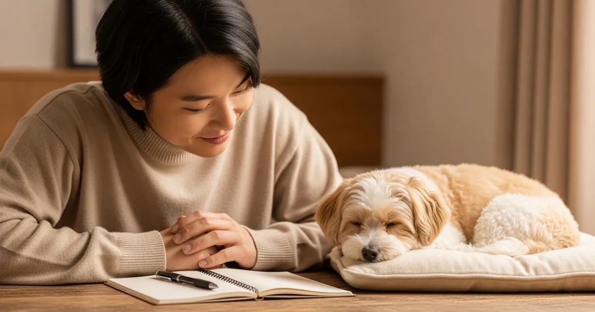 강아지 장례 비용을 상담 전 확인하는 보호자와 반려견