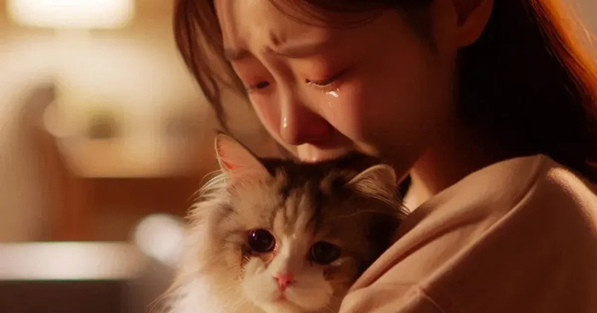 고양이 마지막 모습 — 조용히 눈을 감고 있는 노령 고양이