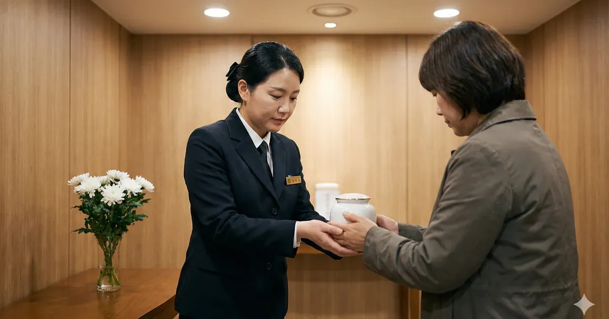 애완동물 장례 절차와 비용을 안내하는 모습
